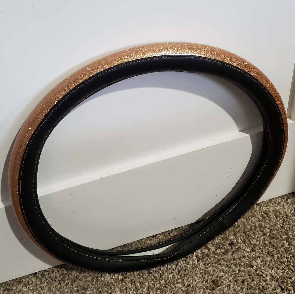 Gold Glitter Steering Wheel Cover NWOT
